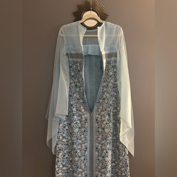 PRISTINE Vintage Alfred Shaheen Blue 60s 70s Versace Design Maxi Dress - Picture 5 of 6